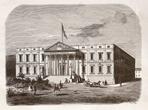 Parlament hiszpański (Congresso de los diputados), Madryt. Grawerowanie XIX wieku. autorstwa Unknown artist