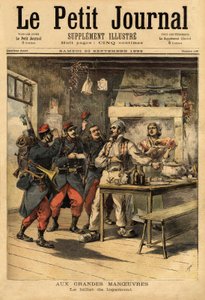 Bilet noclegowy, dostarczany przez wojsko swoim żołnierzom w terenie w celu zażądania zakwaterowania od ludności cywilnej. Grawerowanie w „Le petit journal”” 23.09.1893. Kolekcja Selvy. autorstwa Unknown artist
