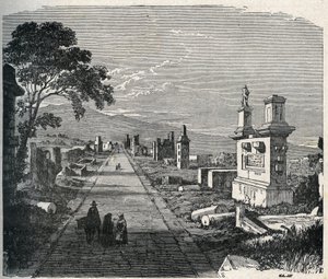 Starożytna trasa Appijska, przez appię przez bagna pontyńskie (Agro pontino) w pobliżu Rzymu. Rycina XIX wieku. autorstwa Unknown artist