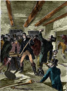Aresztowanie spiskowców z ulicy Cato (rycina) – „Spiskowcy z ulicy Cato…” (Cato Street Conspiracy) autorstwa Unknown artist