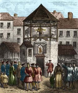 Książka „” la dime royale” autorstwa Sebastiena Le Prestre, markiza de Vauban, została postawiona pod pręgierzem po jego zakazie w 1707 roku. autorstwa Unknown artist