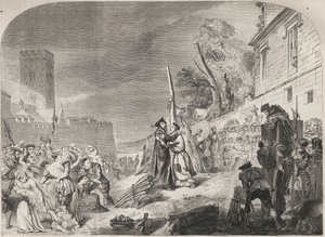 Spalenie biskupów Nicholasa Ridleya i Hugh Latimera na stosie w pobliżu bram Balliol College w Oksfordzie w Anglii autorstwa Unknown artist