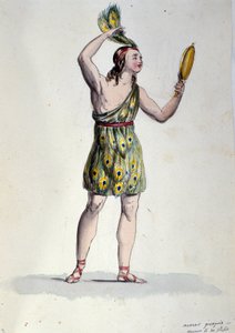 Postać interpretująca Czystą miłość w balecie „Il noce di Benevento” austriackiego kompozytora Franza Xavera Sussmayra (1766-1803). Ilustracja z XIX wieku autorstwa Unknown artist