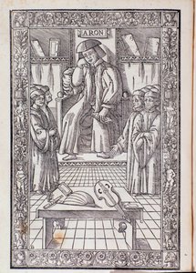 Kompozytor i teoretyk muzyki Pietro Aaron jako przewodniczący wśród swoich uczniów. Ilustracja z Toscanello w muzyce autorstwa Unknown artist