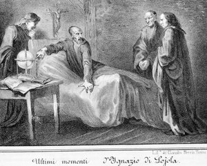 Śmierć św. Ignacego Loyoli (1491 - 1556), założyciela Towarzystwa Jezusowego. autorstwa Unknown artist