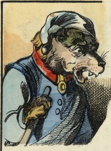 Pies Medor. Ilustracja do bajki „Bon medor i mały Chevrette””. W „Opowieściach z domu dla najmłodszych””. Anonimowy rycina z XIX wieku. autorstwa Unknown artist