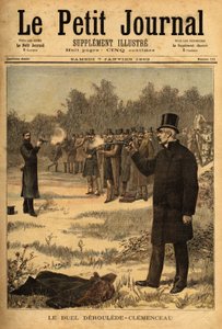 Pojedynek z pistoletem (zakazany we Francji od 1626) pomiędzy posłów Paul Deroulede (1846-1914) i Georges Clemenceau (1841-1929), nie zaszkodzi. Grawerowanie w „”Le petit journal”” 7.01.1893. Kolekcja Selvy. autorstwa Unknown artist