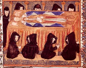 Pogrzeb Króla Miniatury z rękopisu „Liber regalis” Pampeluna XIV w., archiwum Nawarry autorstwa Unknown artist