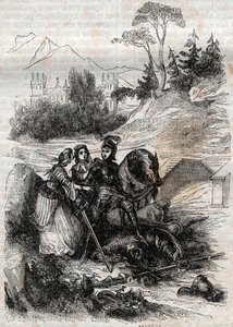 The Giant Eriphile Defeated by Roger (Ruggero, Ruggiero) – Grawerowanie z 1851 roku z „”Furious Roland”” (XVI wiek) Ludovico Ariosto, znanego jako Ariosta – Wydanie przetłumaczone z włoskiego przez hrabiego Tressan i wydane przez Gust autorstwa Unknown artist