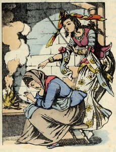 Dobra opłata Kopciuszka i Kopciuszka. Ilustracja do bajki Charlesa Perraulta „Kopciuszek lub La petite slipper de verre” autorstwa Unknown artist