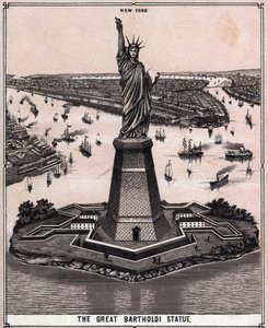 Wielki posąg Bartholdiego w Nowym Jorku, USA w „Świat ilustruje 168 widoków”” Niedatowany (koniec XIX wieku) autorstwa Unknown artist