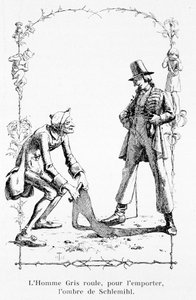 Szary człowiek rzuca się, aby wygrać, cień Schlemihla - w „Cudownej historii Pierre