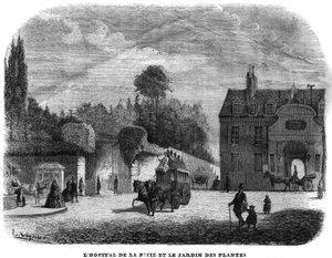 Szpital pitie salpetriere (PITIE-SALPETRIERE) i ogród roślinny w Paryżu w 1858 r. autorstwa Unknown artist
