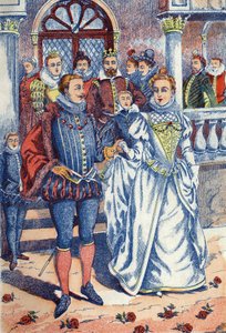 Syn króla poślubia Osiołkową Skórę. Anonimowa ilustracja do opowiadania „Skóra osła” autorstwa Charlesa Perraulta (1628-1703), francuskiego pisarza. Zdjęcia Marcel Vagne, Jarville Nancy, bez daty (koniec XIX wieku). autorstwa Unknown artist