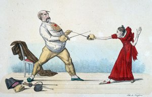 Lekcja szermierki: jak wyprostować młodych ludzi i zapobiegać wypadkom - XIX w., Musee Carnavalet. autorstwa Unknown artist