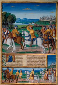 Szaleństwo Karola VI (1368-1422). 5 sierpnia 1392 r. w lesie Le Mans zaczął doświadczać napadów wściekłego szaleństwa: domagając się zdrady, zaatakował własny oddział i zabił cztery osoby. Kroniki Enguerranda de Monstrelet (w. 1400 autorstwa Unknown artist