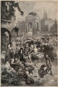 Marsz i fontanna Niewiniątek, Paryż w XVIII wieku - rycina z XIX wieku autorstwa Unknown artist