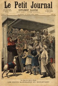 Kupcy i ich bulwary wyświetlają się w dzień w roku w Paryżu. Grawerowanie w „Le petit journal”” 2/01/1892. Kolekcja Selvy. autorstwa Unknown artist