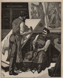 Mozaika: warsztat mozaiki. Grawer z 1885 roku w „Les arts et metiers illustres” Adolphe BITARD. autorstwa Unknown artist