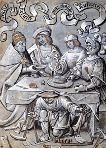 Papież, szlachta, kupcy i armia spiskująca na plecach ludu (chłop) - kreskówka antypapistyczna autorstwa Unknown artist