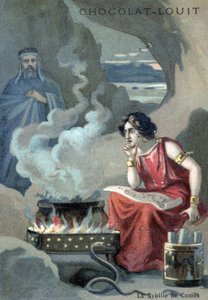 Kapłanka Sybilla Kumejska przewodnicząca wyroczni Apollona w Cumae, greckiej kolonii położonej niedaleko Neapolu we Włoszech. autorstwa Unknown Artist