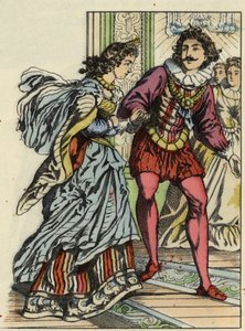 Książę zaprasza Kopciuszka do tańca. Ilustracja do bajki Charlesa Perraulta „Kopciuszek lub La petite slipper de verre” autorstwa Unknown artist