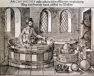 Zasada Archimedesa (Pchnięcie ciał w wodzie). autorstwa Unknown artist