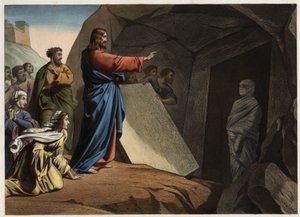 Zmartwychwstanie Łazarza. Anonimowy rycina z połowy XIX wieku. autorstwa Unknown artist