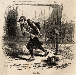 Producent lin. Rycina ilustrująca podróż do Japonii w latach 1863-1864, autorstwa Aime Humberta, ministra Konfederacji Szwajcarskiej, w „Le tour du monde, nouveau journal des voyages”, wydanej pod kierunkiem Edouarda Chartona autorstwa Unknown artist