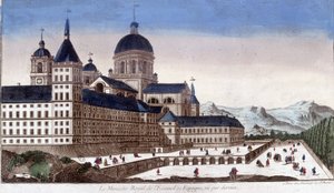 Królewski klasztor escurial (Escorial) w Hiszpanii, widziany z tyłu. autorstwa Unknown artist