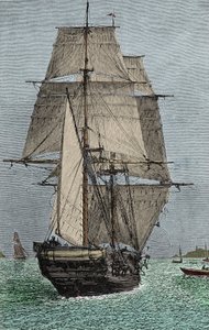 Statek „Beagle” (wyprawa, w której Darwin uczestniczył jako przyrodnik) autorstwa Unknown artist