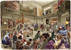 Sklep księgarni Nouvelle, boulevard des italiens w Paryżu w 1860 roku. autorstwa Unknown artist