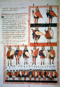 Dziesięciu królów apokalipsy z włóczniami i tarczami wraz ze swoimi oddziałami. Miniatura w „”Beatus de Liebana, Komentarz do Apokalipsy”” (Folio 193), autorstwa Stephanusa Garcii autorstwa Unknown artist