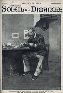 Proces przed Sądem Najwyższym: pan Paul Deroulede (1846-1914), francuski pisarz i działacz nacjonalistyczny, który jest ważnym aktorem antydreyfusyzmu, w swojej celi po próbie zamachu stanu 23 lutego. Grawerowanie w „”Le sun-du-dimanche”, 29 października autorstwa Unknown artist