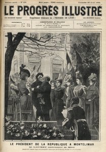 Wyjazd Prezydenta Republiki do Montelimar (Drome, Francja): Emile Loubet (1838-1929) i jego matka. Grawer w „Prześwietnym postępie” z kwietnia 1899 r. autorstwa Unknown artist