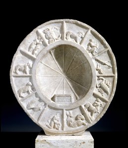 Znaki zodiaku przedstawione na południku słonecznym z XV wieku. autorstwa Unknown artist