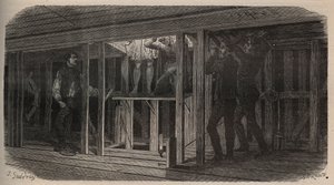 Sztuczki teatralne - połykanie - rycina 1875 autorstwa Unknown artist