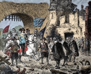 Trzydziestolatek: Generał Bernard z Saksonii Weimar (Saksonia-Weimar) (1604-1639) między zwycięskim pod Breisach (Niemcy) - Bernhard z Weimaru wkraczający do Breisach - autorstwa Unknown artist