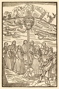 Zamek Tho Wątpiących zostanie zburzony, a Giant Despair stracił głowę z The Pilgrims Progress From This World, To That Co Ma Nadejść Johna Bunyana (1628-1688) Christiana i Mercy grają mu autorstwa Unknown