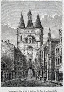 Wieża dawnego hotelu de Ville de Bordeaux, znana jako „Tour de la Grosse Bell” - grawer autorstwa Unknown artist