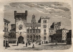 Ratusz Narbonne - Langwedocja-Roussillon-Midi-Pyrenees - Francja - grawerowanie w „Dictionnaire populaire illustrious” - 1864 - autorstwa Josepha Decembre i Edmonda Alloniera - autorstwa Unknown artist