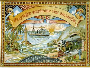 Pociąg, latarnia morska i łódź, gra okładkowa „Podróż dookoła świata”, a.n.d. 19. autorstwa Unknown artist