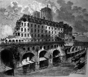 Przemiany Paryża w okresie II Cesarstwa, Haussmann Works: Rozbiórka dawnego hotelu Dieu. autorstwa Unknown artist