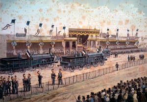Transport: inauguracja linii kolejowej między Paryżem a Strasburgiem. 1864. Grawerowanie Paryż, B.N. autorstwa Unknown artist