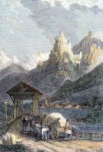 Zamek Trostburg w Tyrolu. autorstwa Unknown artist