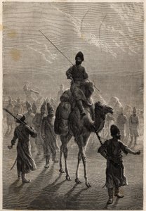 Więźniowie tureccy wywiezieni do Teheranu w celu handlu urazami lub wymiany na innych więźniów. Rycina ilustrująca historię Henri de Blocqueville „14 mois de captivite chez les turcomans” w latach 1860-1861 w „Le tour du mo autorstwa Unknown artist