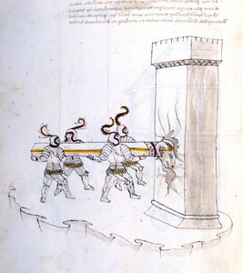 Użycie beliera podczas szturmu w XVI wieku. autorstwa Unknown artist