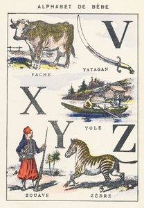 V X Y Z: krowa, żółtko, żouaw, zebra autorstwa Unknown artist