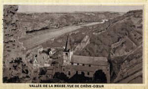 Vallee de la Meuse: widok na Creve Coeur (Creve-Coeur lub Crevecoeur), Walonia, Belgia. Chromolitografia z końca XIX wieku. autorstwa Unknown artist