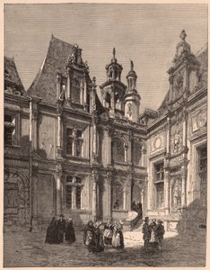 Widok z wnętrza dziedzińca hotelu Escoville w Caen w 1860 roku we Francji autorstwa Unknown